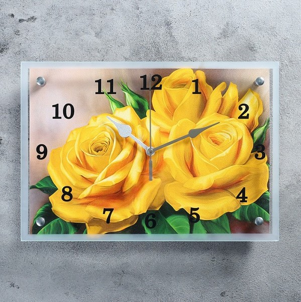часы настен 20*25см цветы Желтые розы В1195/Сюжет