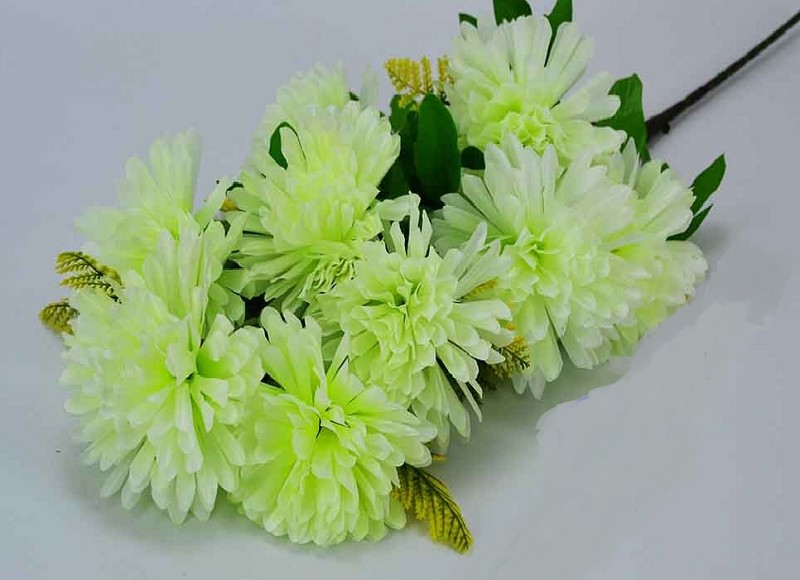 цветы иск. Букет Хризантема 9 гол.82см бело-зеленый/МЦ