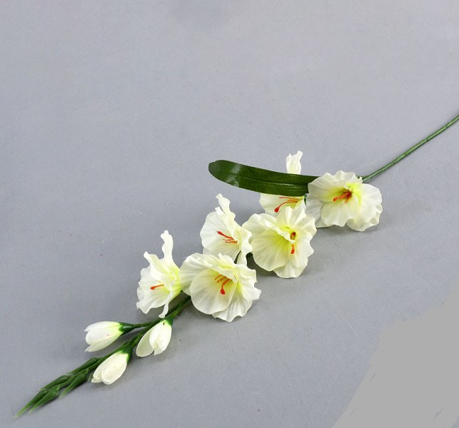 цветы иск. Гладиолус 10 цветков 75см белый/МЦ