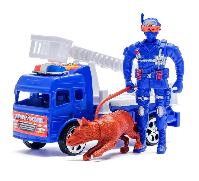 игрушка машина Пожарная с пожарными и собакой инерц 19*6*15см/С-Л