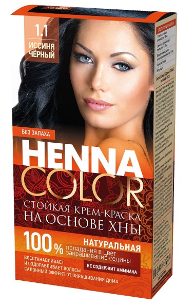 краска-крем д/волос Henna Color  1.1 тон Иссиня-черный 115мл/Фитокосметик/20