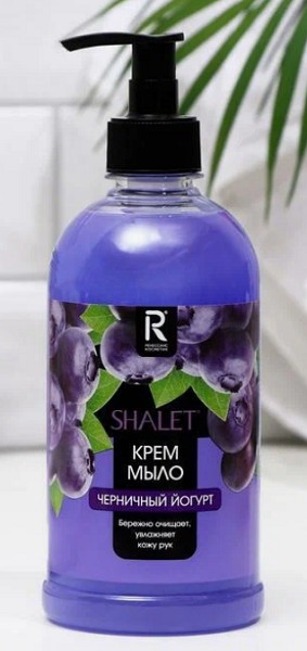 мыло жидк. крем Shalet 500мл Увлажняющее Черничный йогурт дозатор/РенcК/9
