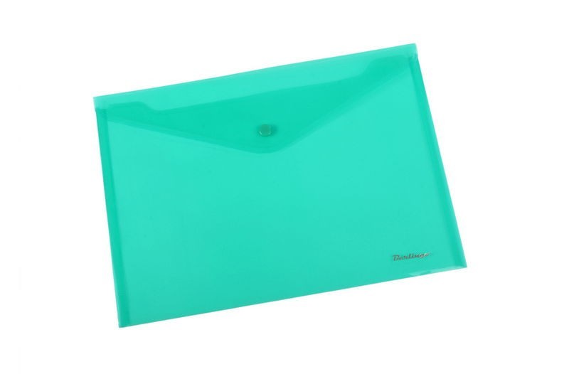 папка -конверт на кнопке А4 180мк,зеленая (134796) Berlingo/Рел/100x10