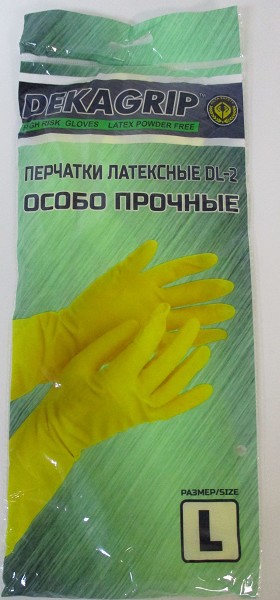перчатки резиновые DEKAGRIP ЛАТЕКСНЫЕ р.L ЖЕЛТЫЕ/АТ/120x12