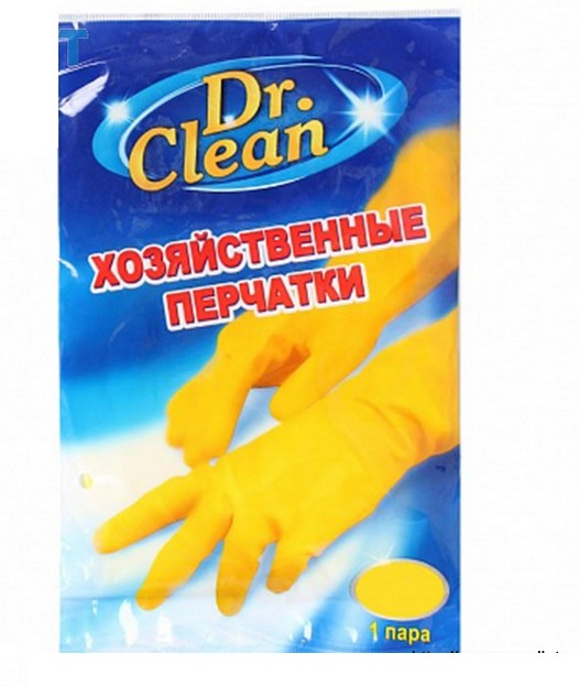 перчатки резиновые Доктор Клин L с флоковым покрытием/DrC/240x12