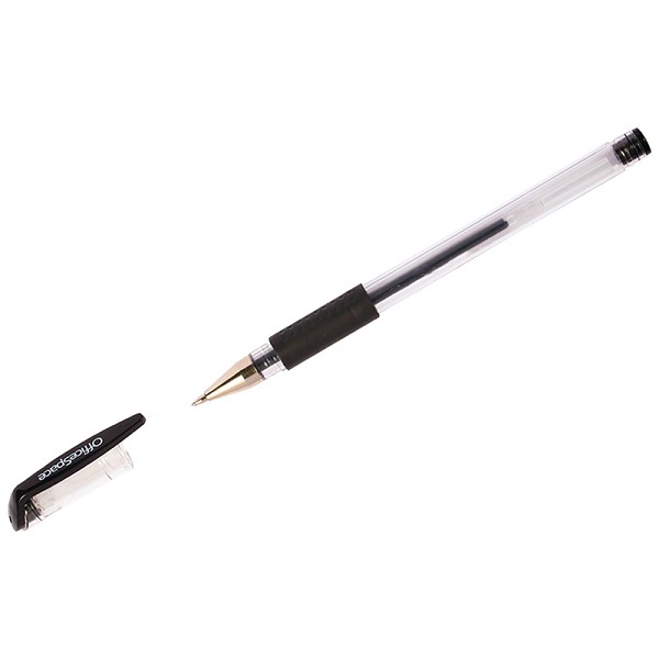 ручка гелев.черная 0,5мм OfficeSpace с грипом (241089)/Рел/144x12