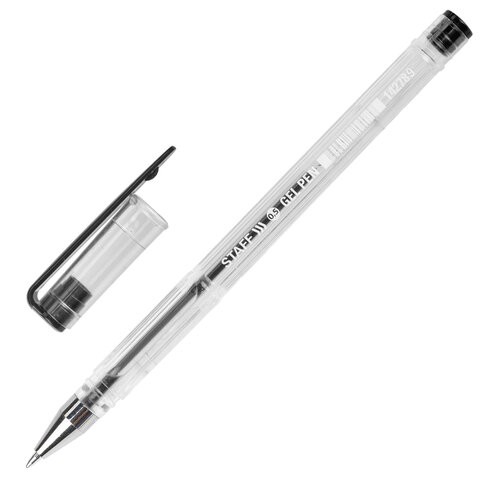 ручка гелев.черная 0,5мм BASIC Staff прозрачная/СМН/50
