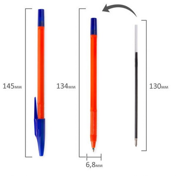 ручка шар. синяя 0,7мм Staff Flare ОВР101 масляная оранжевый корпус /СМН/50