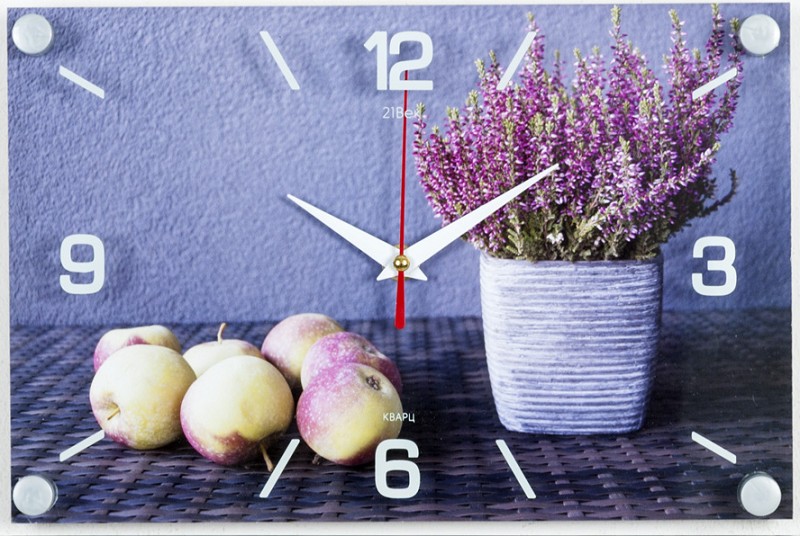 часы настен 20*30см кухня Яблоки и лаванда 2030-20/21 век
