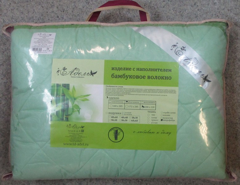 одеяло 200*220 ЕВРО Бамбук облегченное стеганое (наполнит. п/э бамбук.волокно 100%/ткань  микрофибра)/РТК