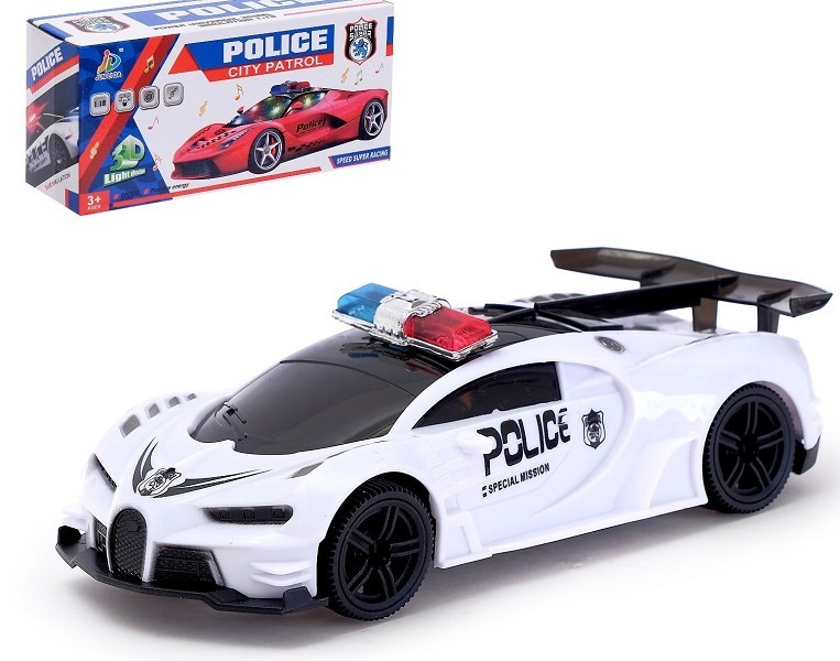 игрушка машина Полиция свет звук на батарейках микс  23*9,7*7см коробка/С-Л