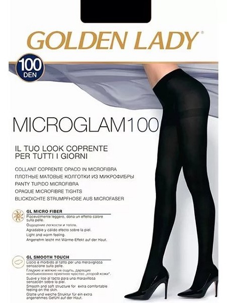 колготки Golden Lady MICROGLAM 100D  3 nero (черный)(полиамид 94%, эластан5%,полип.1%)теплые/Италия