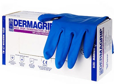 перчатки резиновые (латексные)DERMAGRIP HIGH RISK S/ДэрГр/250x25