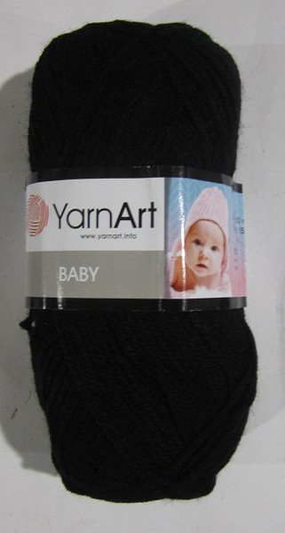 пряжа Беби YARN ART 100%акрил 150м/50г черный/Рукод-е/5