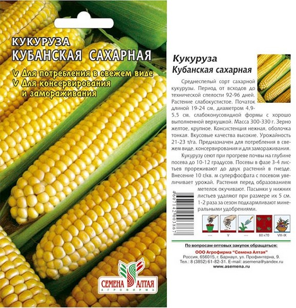 семена Кукуруза Кубанская Сахарная ЦП 5гр среднесп./СемАлт/10