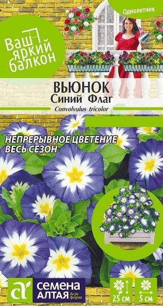 семена цветы Вьюнок Синий флаг ЦП 0,5гр однолет.средн h-25см d-5см/СемАлт/10