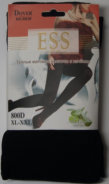 колготки жен. ESS 800D р.48-54(XL-2XL) черные матовые с начёсом (85%па 15%эластан) теплые/Текс/6