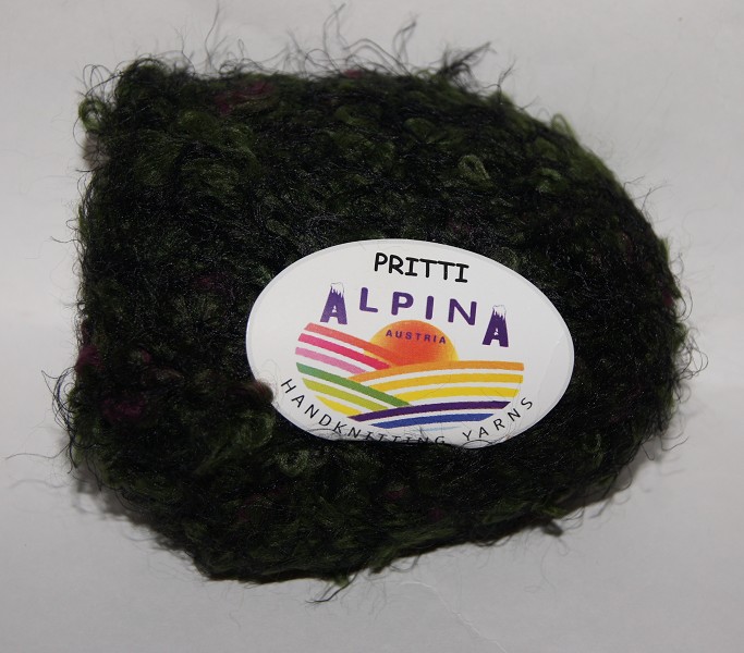 пряжа Alpina PRITTI 35%полиамид 35%акрил 30%шерсть 45м/50гр тем.оливковый/черный/Рукод-е/10