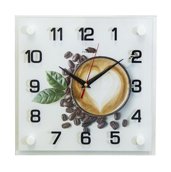 часы настен 25*25см кухня Кофе и зернах 2525-004/21 век