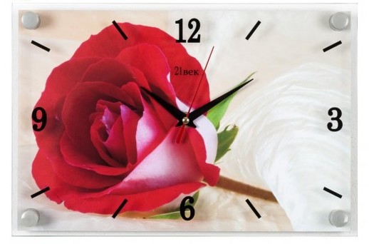 часы настен 20*30см цветы Красная роза 2030-07/21 век
