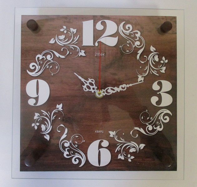 часы настен 25*25см деревянная фактура квадрат  2525-112/21 век