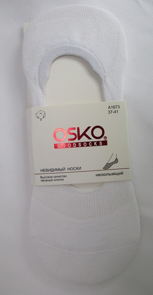 следки жен. OSKO Однотон р.37-41бел,сер,черн. (80%хлопок 15%па 5%спан) лето/Текс/2