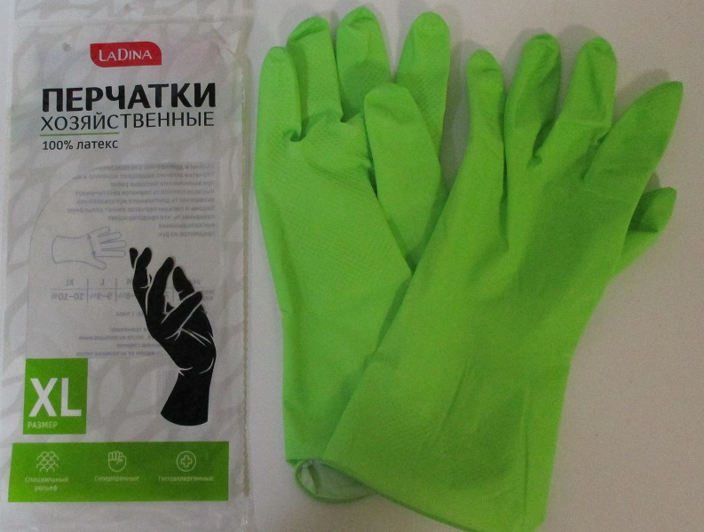 перчатки резиновые (латексные)Ladina XL/ХЗ/240x12