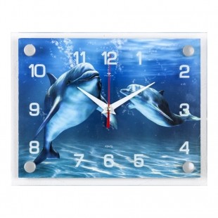 часы настен 20*26см природа Дельфины под водой 888/21 век