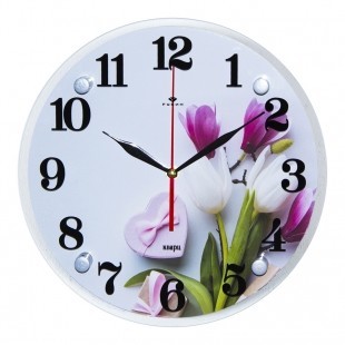 часы настен 30*30см цветы Тюльпаны 3030-014/21 век