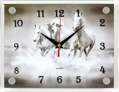 часы настен 20*26см животные Три Белых коня/21 век