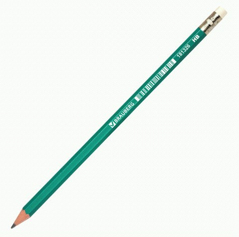 карандаш ч/гр Brauberg Grass НВ пластик зеленый корпус с ластиком/СМН/72x12