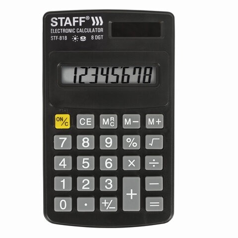 калькулятор  8 разр карманн.STAFF STF -818 двойное питание(102*62мм) 250142/СМН/20