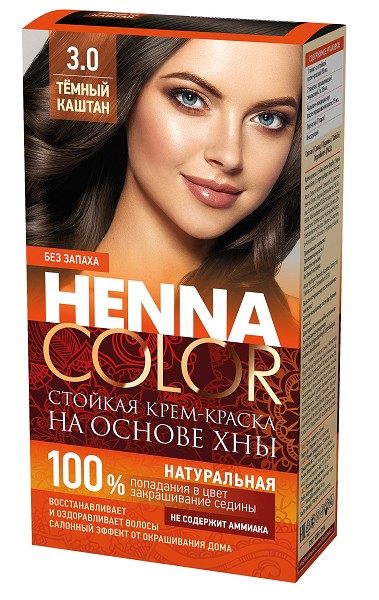 краска-крем д/волос Henna Color  3.0 тон Темный каштан 115мл/Фитокосметик/20