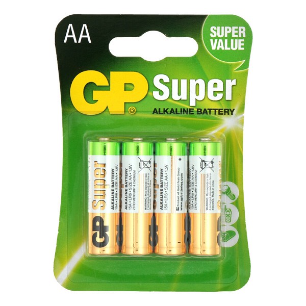 батарейка LR06 GP Super Alkaline BL-4 (пальчик)/китай/40x4