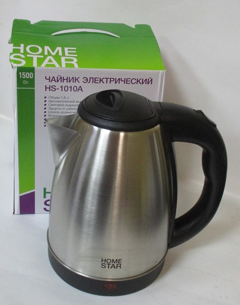чайник HomeStar HS-1010A 1,8л дисковый 1500Вт нерж .сталь/СБ/12