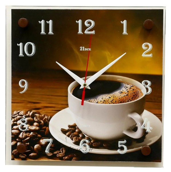 часы настен 25*25см кухня Чашка кофе 2525-919/21 век
