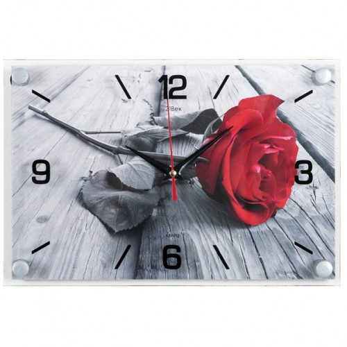 часы настен 20*30см цветы Красная роза 2030-24/21 век