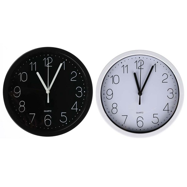 часы настен 19,5см LADECOR CHRONO круглые, пластик, стекло, 1хАА, 2 дизайна/Г-Ц