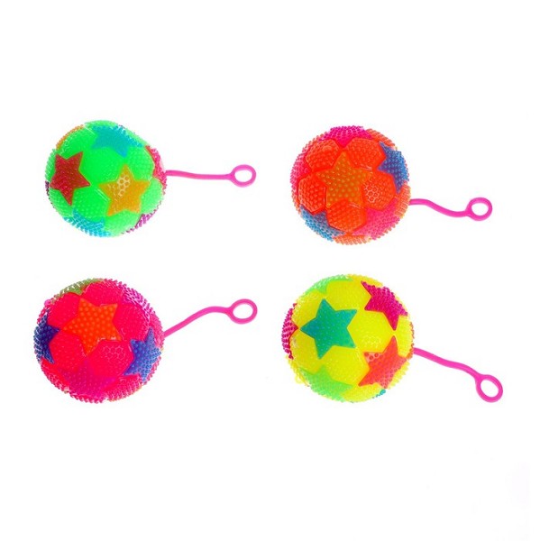 игрушка Ежка мяч Звездочки с пищалкой световой d 8см микс/С-Л