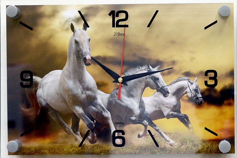 часы настен 20*30см животные Белые кони/21 век
