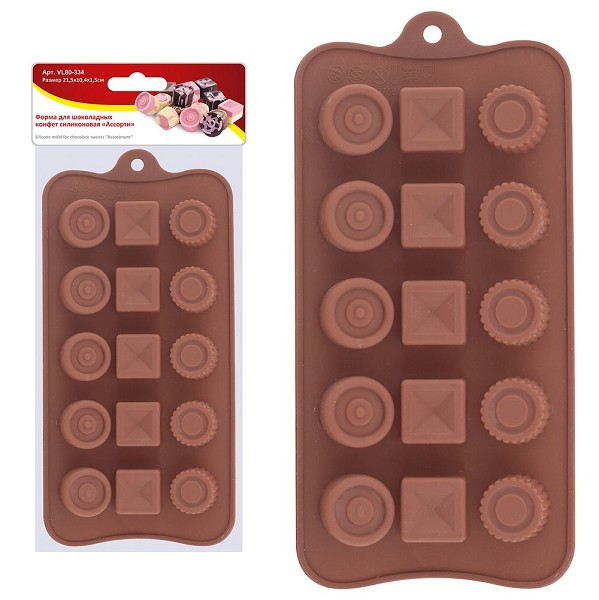 форма силикон д/шоколадных конфет  22.5x10.7x1.5 Ассорти/МД