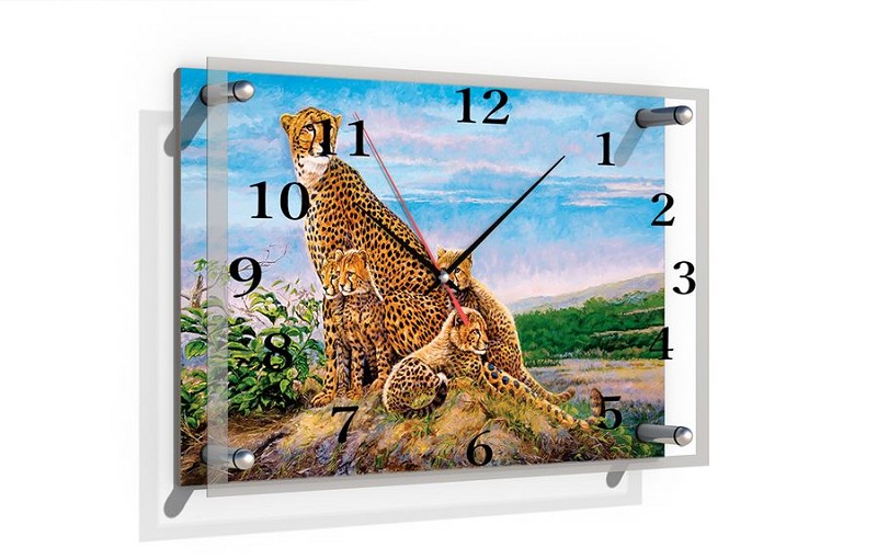 часы настен 20*30см животные Леопарды В-2460/Сюжет