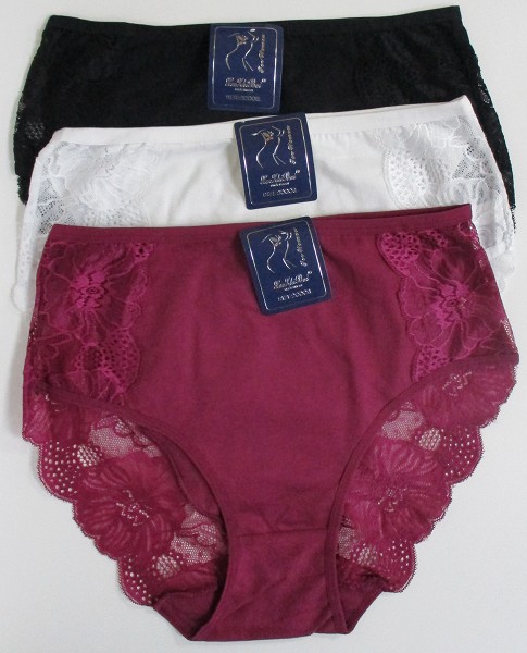 трусы жен. XueZhiBai 2812 р. 6XL (52-54) однотон кружево микс (95%хлопок5%спанд)/Текс/12