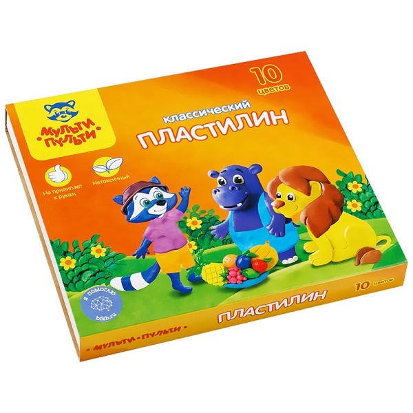 пластилин 10цв. Приключения Енота со стеком 200гр (236482)/Рел/20