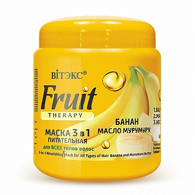 маска д/волос Fruit Therapy питательная 3в1 450мл Банан/Мурумуру, для всех типов, банка (0459)/БелВит/18