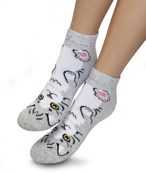 носки жен.Touch Котик р.23-25(36-40) укороч.сер (50%хлопок 48%п/а 2%эласт) лето/Текс/12