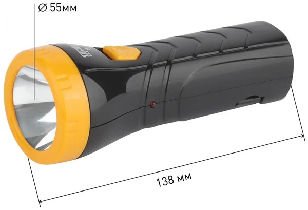 фонарь ручной пластик Аккумуляторный Трофи ТА1, 4V0,5Ah, 2 режима 220В d5,5*13,8см/СБ