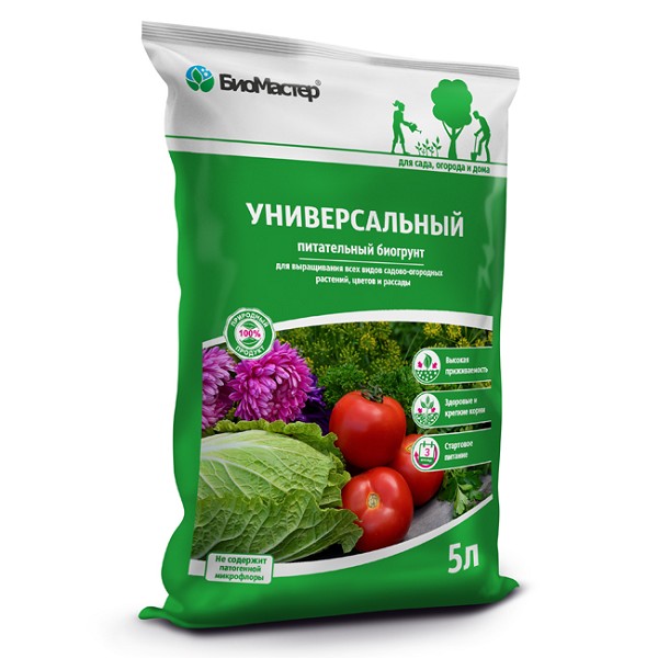 почвогрунт БиоМастер 5,0л Универсал.для садово-огородных растений и цветов, биогрунт/БиоМ/5
