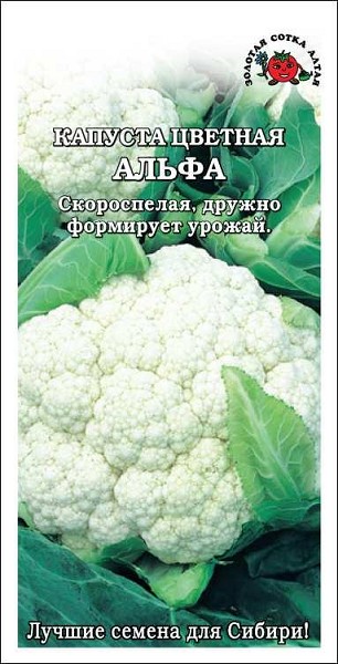 семена Капуста Цветная Альфа БП 0,3гр скороспел. 0,8-1,2кг/ЗолС/20