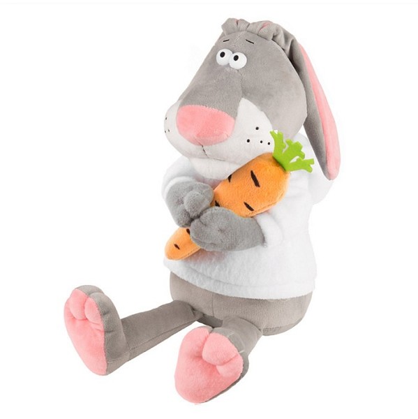 игрушка мяг Кролик Семёныч в Худи с Морковкой, 20 см Maxitoys Luxury/МакТ